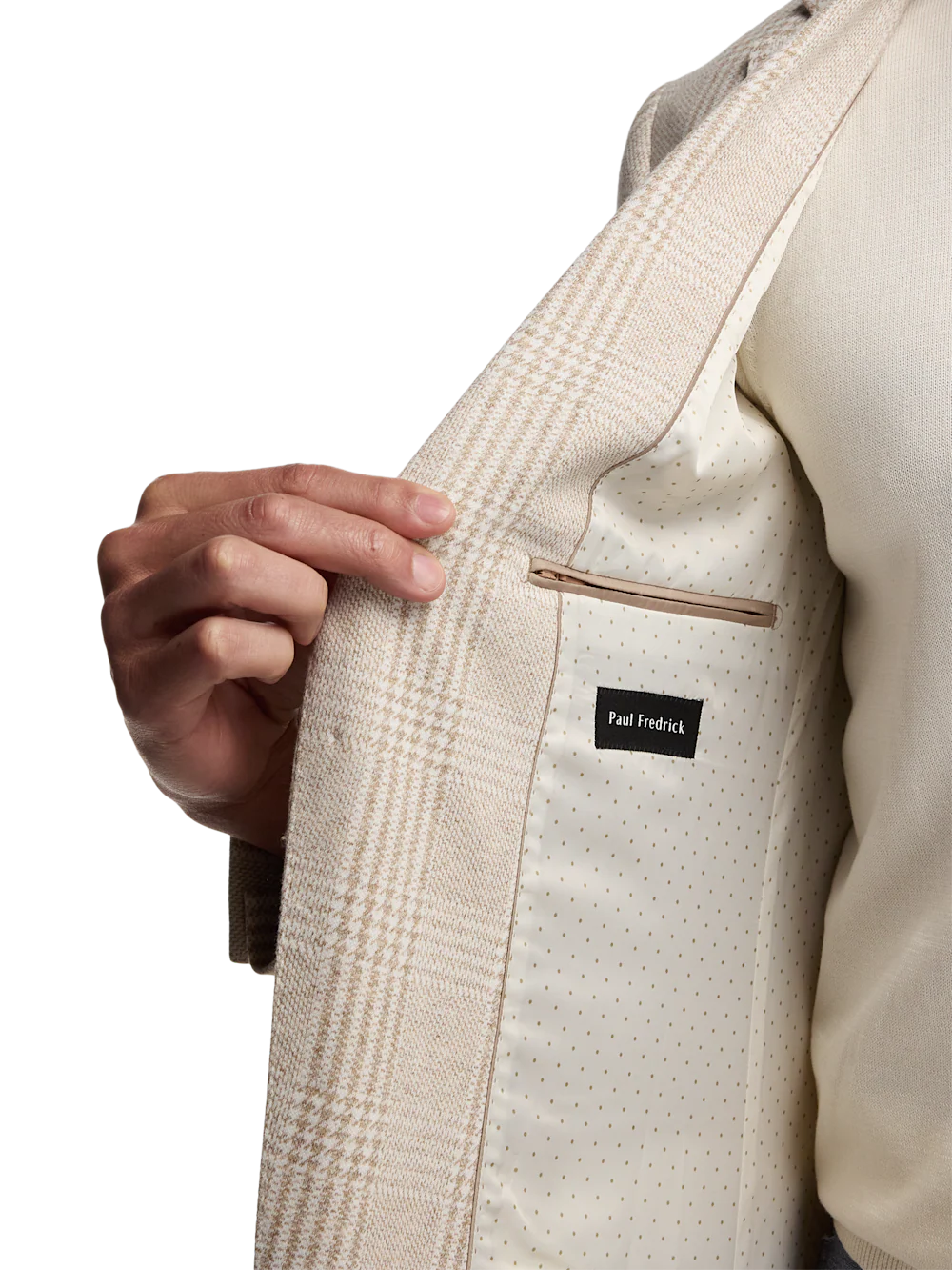 Knit Soft Touch Single Breasted Notch Lapel Sport Coat - Tan - Image 4