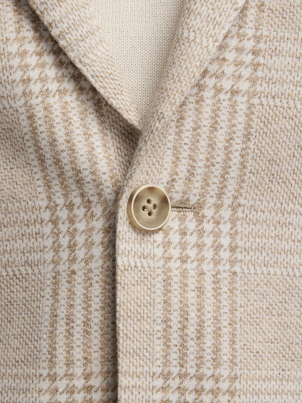 Knit Soft Touch Single Breasted Notch Lapel Sport Coat - Tan - Image 5