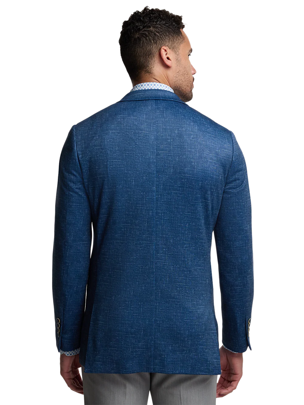 Knit Soft Touch Single Breasted Notch Lapel Sport Coat - Blue - Image 7
