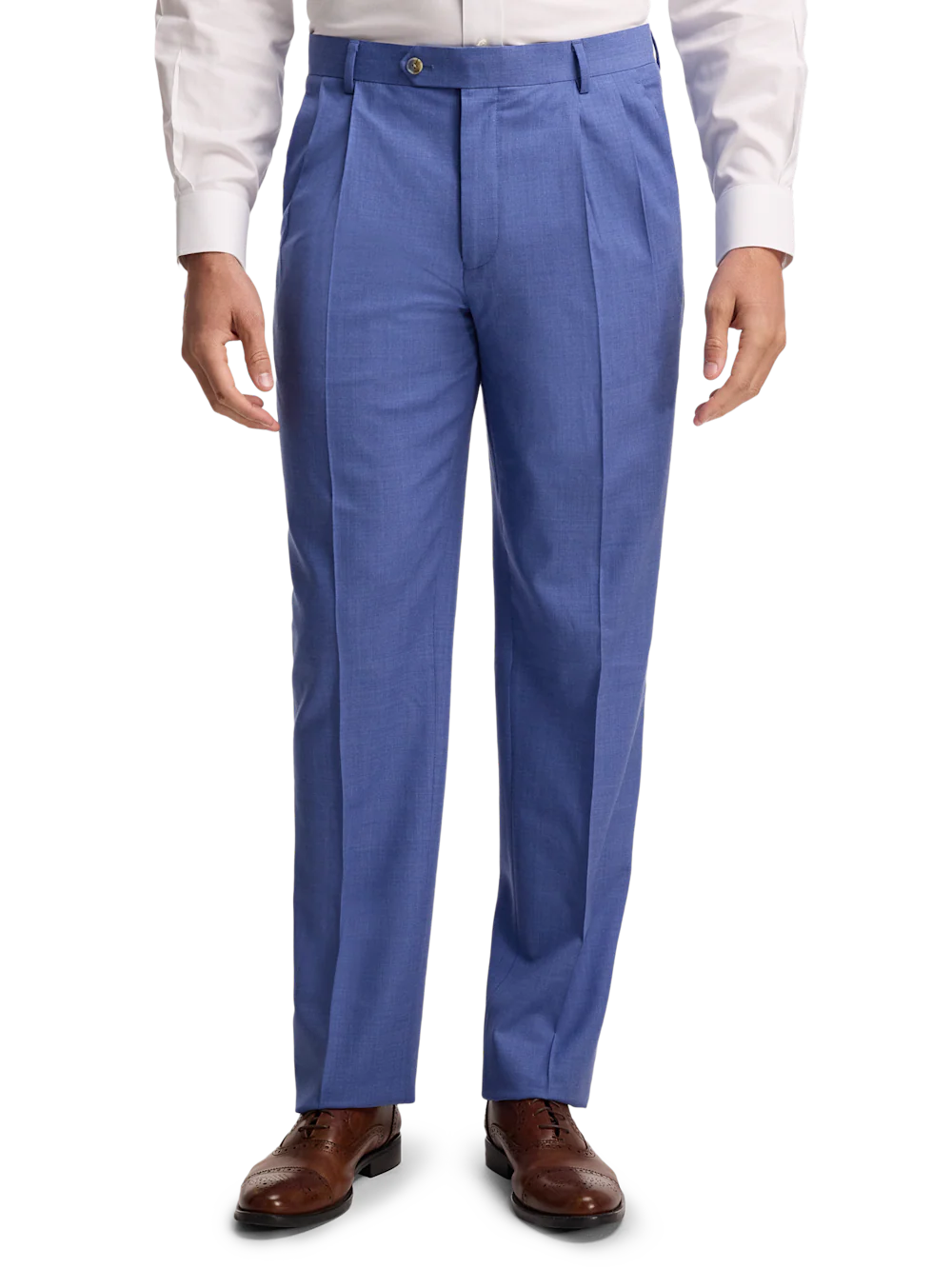French Blue Wool Stretch Bengaline Suit Pants - French Blue - Image 6